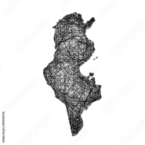 Sketch Tunisia outline map design