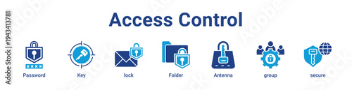 -Access Control Icon Banner blue color
