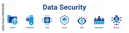 -Data Security Icon Banner blue color