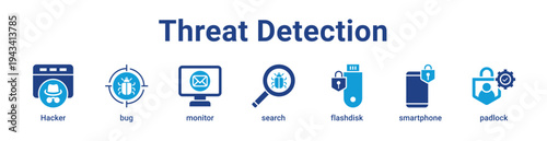 -Threat Detection Icon Banner blue color