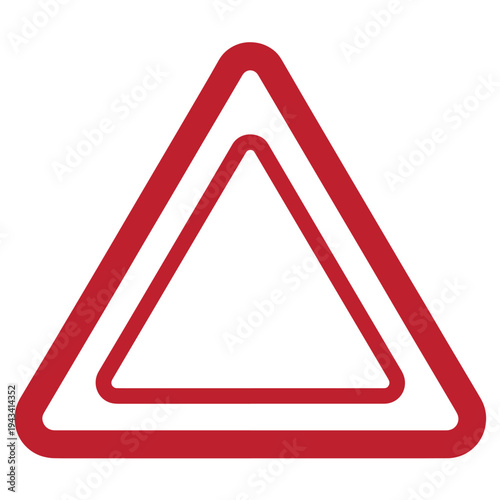 Free Download Red triangle warning sign icon with double border on white background - GFXLoad