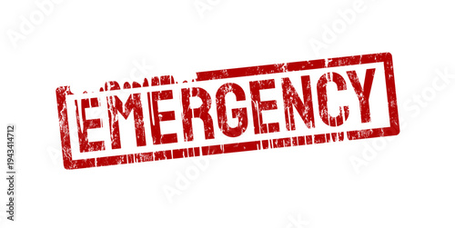 Emergency red rubber stamp - vector illustration