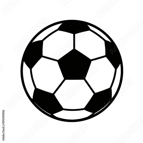 Classic black and white soccer ball icon vector illustration for sports designs, team logos, game advertisements, athletic apparel, championship graphics, football fan merchandise, youth league promot