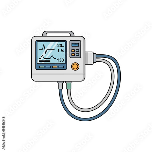 Medical Ventilator Machine with Tubes, ICU Equipment, Healthcare Technology