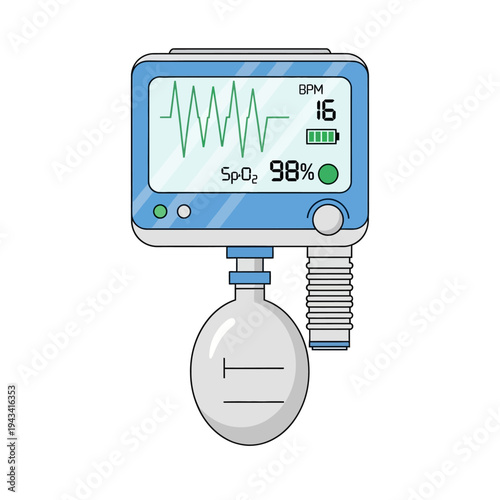 Medical Ventilator Machine with Vital Signs Monitor and Breathing Circuit