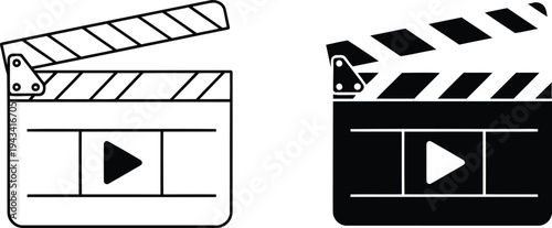Classic film clapperboards with modern and vintage designs side by side Vector