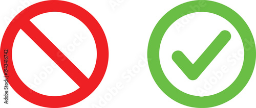 Contrasting symbols of prohibition and approval with red and green circles Vector