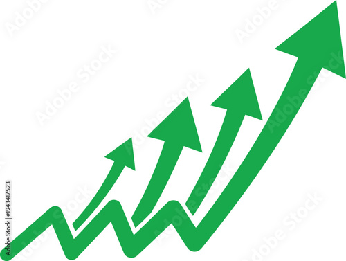 Ascending arrows illustrating growth and upward progress in a financial or performance context Vector