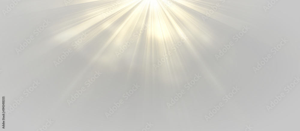 Naklejka premium Png star light with sun and layered sunlight rays in golden tones. Sparkle, sparks, dust, and bokeh swirl with lens flare and starlight in the starburst. Warm yellow light spreads across background.