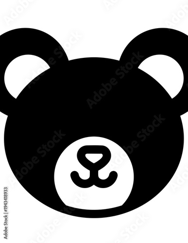 Black bear head silhouette illustration.