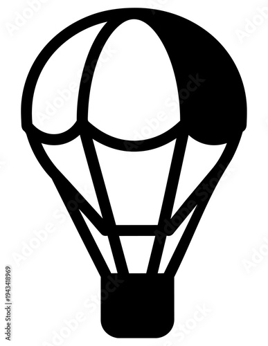 A black hot air balloon icon.