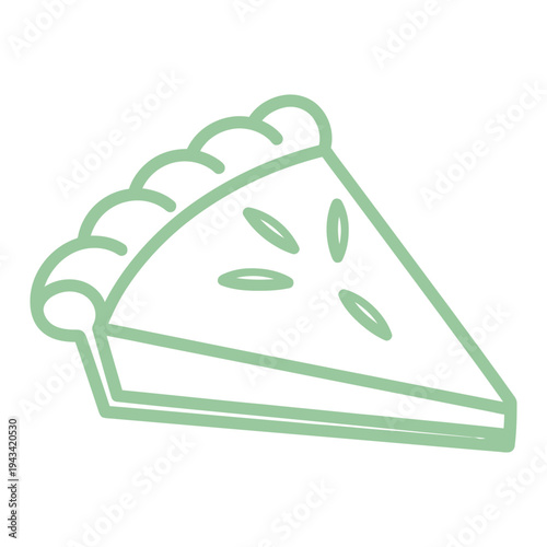 Simple line art illustration of a slice of apple pie, a classic dessert icon.