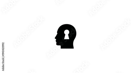 A silhouette of a human head with a keyhole cut out, symbolic of thoughts or secrets