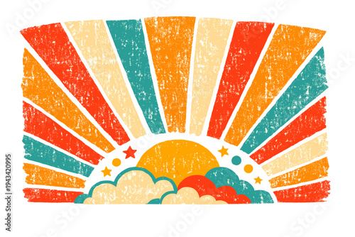 vintage abstract illustration bursting with colorful retro grunge