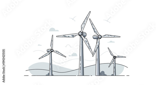 Wind turbines generating renewable energy.