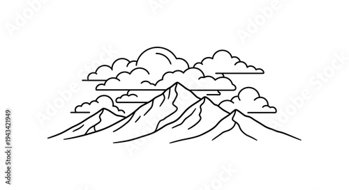 Mountain range with cloudy sky.