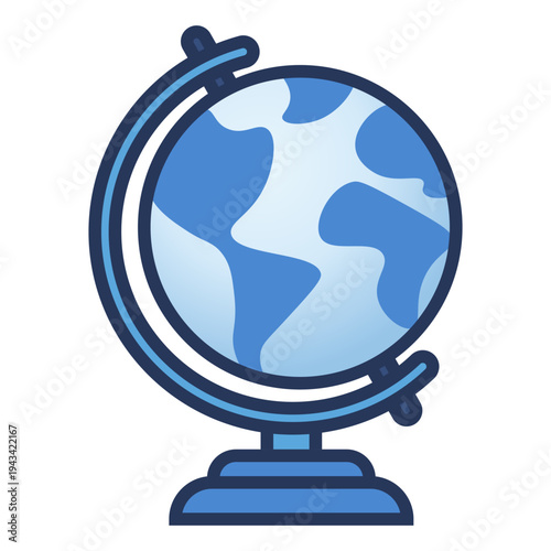 World globe showing the continents and oceans in simple design format