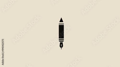 A simple, symmetrical illustration of a fountain pen in a minimalist style