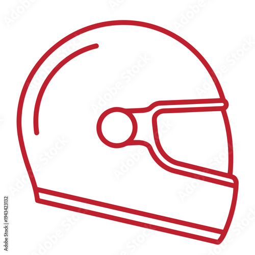 Red line art motorcycle helmet icon for safety and racing concepts  protective headgear for motorcyclists and cyclists