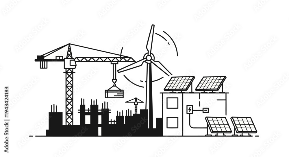Obraz premium Renewable Energy Industrial Infrastructure Construction.