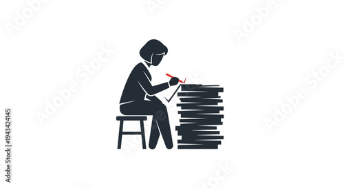 A person sitting and organizing records.