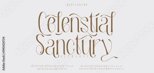 Celenstial Sanctury Classic serif font with luxurious swashes and refined details, perfect for elegant headlines and stylish branding