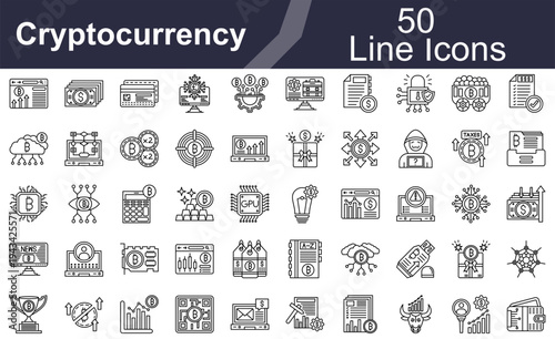Cryptocurrency Line Icons Set