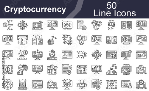 Cryptocurrency Line Icons Set