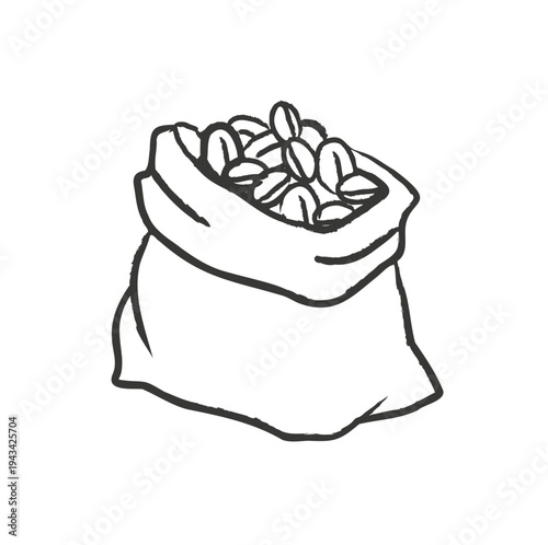 Hand drawn sack of coffee beans doodle illustration