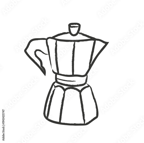 Hand drawn moka pot coffee maker doodle illustration
