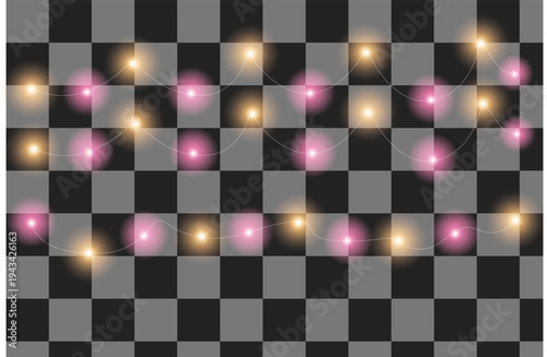 Glowing lights on a chessboard with blurred bokeh effect