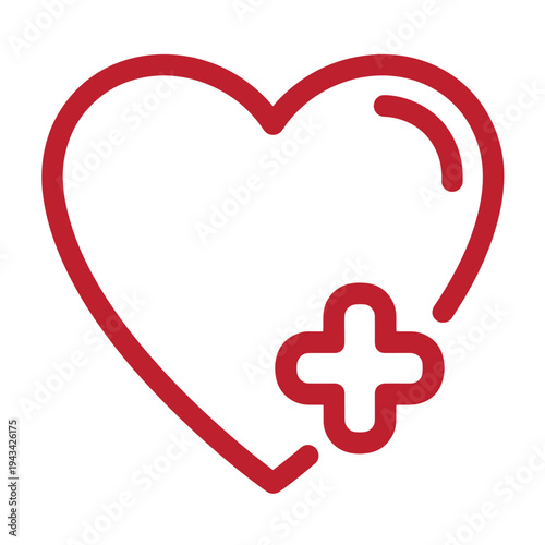 red heart with medical cross symbol for healthcare and love  medical icon