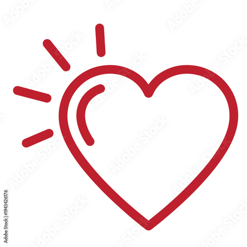 red heart with lines icon symbol love emotion isolated on white background