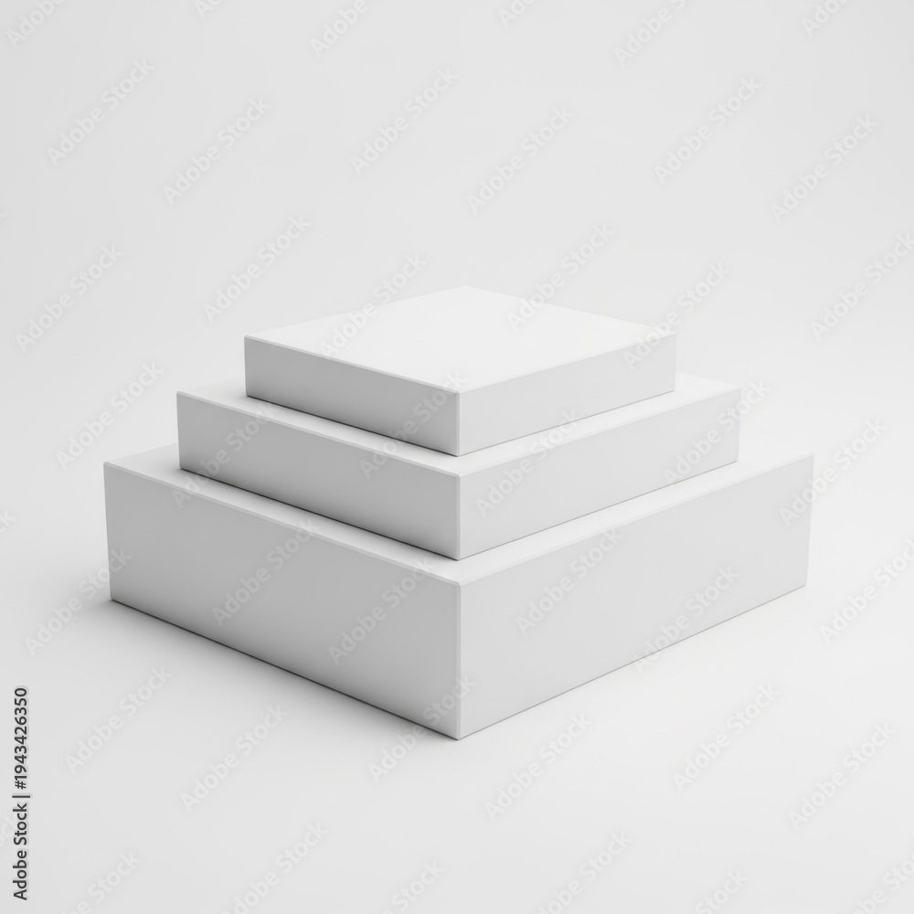 Naklejka premium Three White Boxes Stacked in Minimalist Product Display