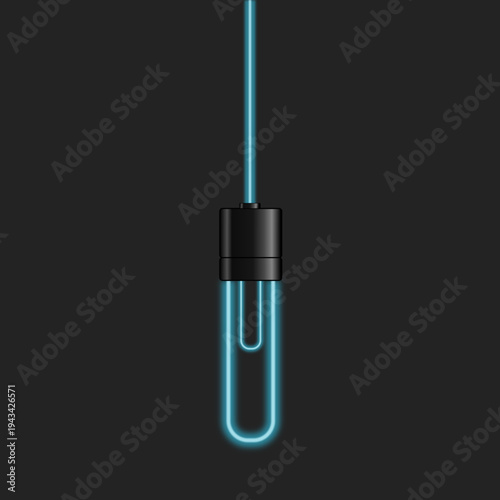 Blue neon light bulb, blue light lamp.
