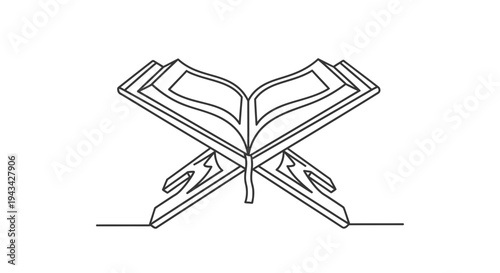 Open Book Illustration Simple Line Art.