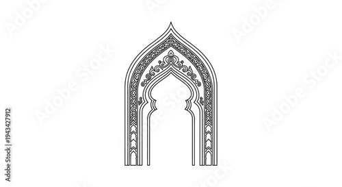 Ornate Gothic Archway Design Element Illustration.