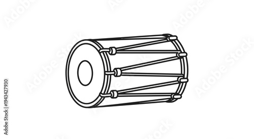 Simple Line Drawing of a Drum.