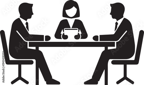 Business Team at Conference Table Silhouettes