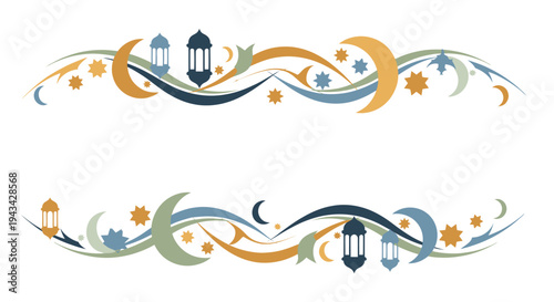 Islamic decorative border design with lanterns.