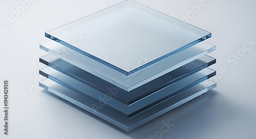 A stack of glass plates on a white surface
