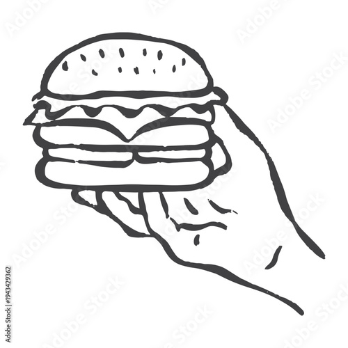 hand holding hamburger