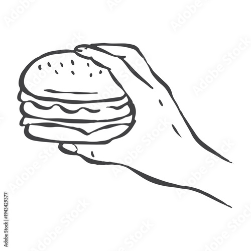hand drawn vector illustration of a hamburger