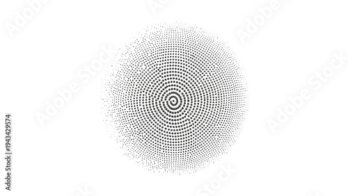 Abstract Circular Pattern of Dots, Concentric Rings, Digital Art, Minimalist Design