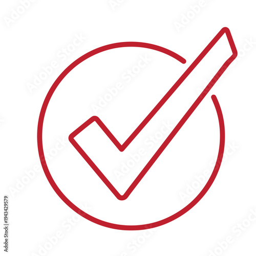 red checkmark in a circle symbol for approval or confirmation  vector icon