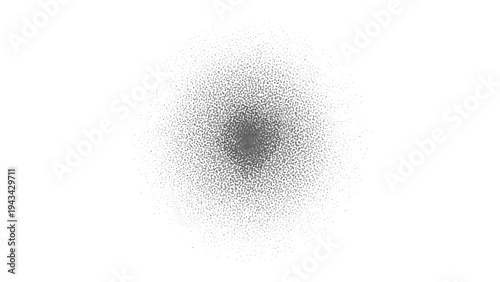 Abstract Dark Gray Dust Cloud Explosion Bursting From Center on White Background