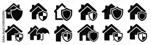 home insurance icon set collection in silhouette vector style. Production icon collection vector illustration.