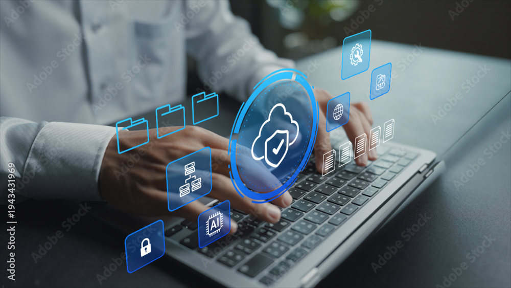 Obraz na płótnie Cloud security and data protection concept