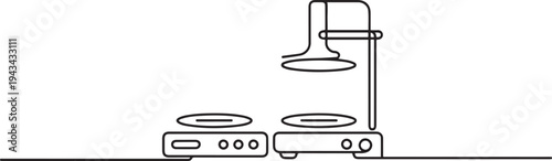 laboratory hot plates. Laboratory minimalist concept, one line art icon drawing vector