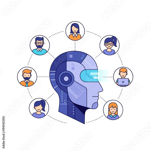 Artificial Intelligence Connecting People, Network, Communication, Future Technology